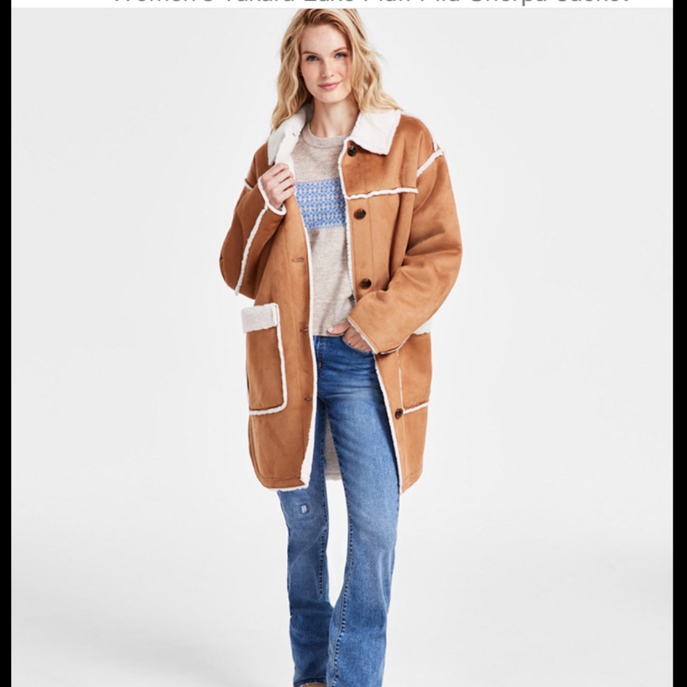 UGG Women’s Takara Luxe Fluff Mid Sherpa Jacket Chestnut Large